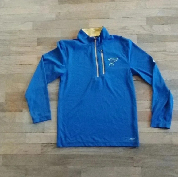 St Louis Blues 1/4 Zip Pullover Shirt Majestic Coolbase Women's Small - Picture 1 of 6